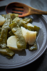 Green beans with boiled potatoes