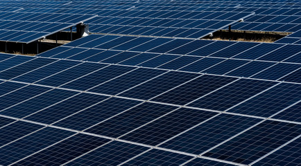 Solar panels in a row, solar panels grid, close up. photovoltaic system