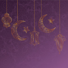 Ramadan Kareem greeting design illustration.