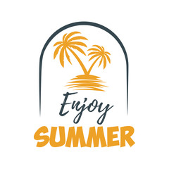 Obraz premium Summer emblem with palms. Design element for logo, label, sign, poster, t shirt.