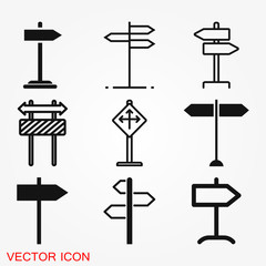 Signpost icon vector sign symbol for design