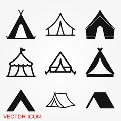 Camping tent icon vector sign symbol for design - obrazy, fototapety, plakaty