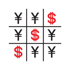 Tic-tac-toe money concept