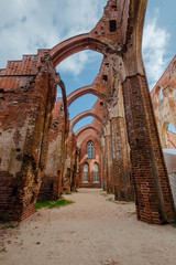 Ruined arches of old gothic Cathedral of Tartu in Estonia