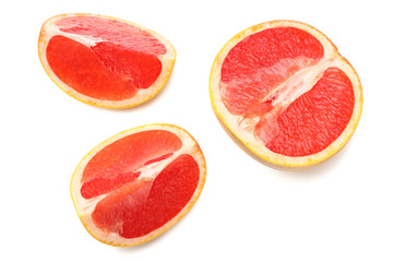 Fototapeta na wymiar healthy food. sliced grapefruit isolated on white background. top view