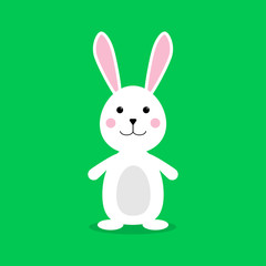 White easter rabbit. Easter Bunny. Happy Easter Bunny Vector illustration. Cute Rabbit cartoon character