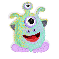 funny monster turquoise alien