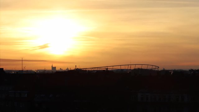 Sonnenuntergang über Stadion