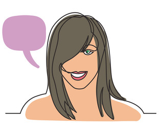 continuous line drawing of healthy beautiful young woman on white background