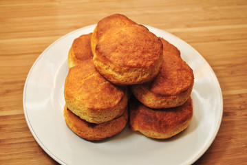 Plate of Hot Buttery Dinner Rolls