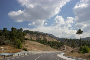 A beautiful road in Turkey, seen on a sunny summer day.