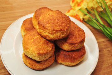 Plate of Hot Buttery Dinner Rolls