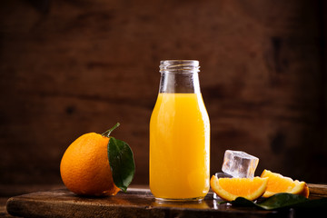 Orange juice with a rusitc setup