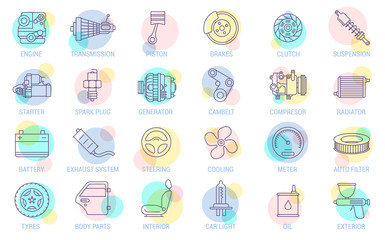 car service and pars  vector icon set.
