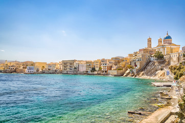 Fototapeta na wymiar View of Ermoupoli in Syros island, capital of Cyclades Greece