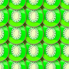 Vector Seamless Background With Green Kiwi For Your Products And Business. Vector
