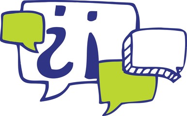 Vector speech bubble colorful blue and green set