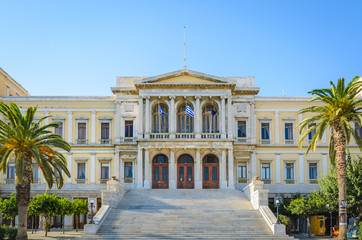 Fototapeta na wymiar Townhall of Ermoupoli in Syros island Cyclades Greece