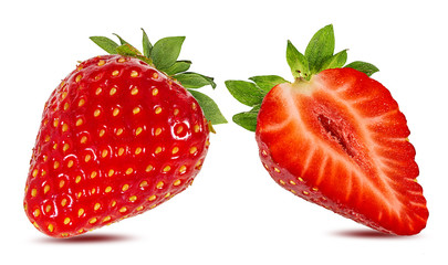 Fresh strawberry isolated on white background with clipping path