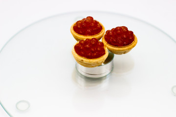 Luxury Red Caviar in the bowl. Food photo concept.