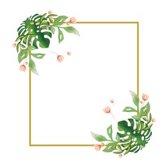 Frame leaf floral watercolour green vector background