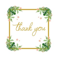 Frame leaf floral watercolour green vector background