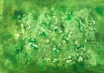Hand drawn watercolor illustration spotty green background
