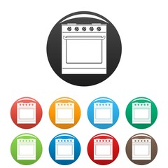 New oven icons set 9 color vector isolated on white for any design