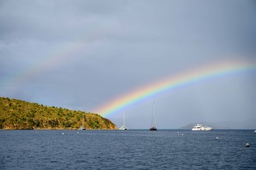 rainbow over sea