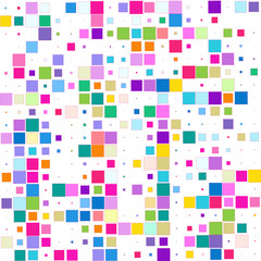 Colorful squares on a white background. 