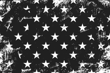 Grunge pattern with stars. Horizontal black and white backdrop. - 255823106
