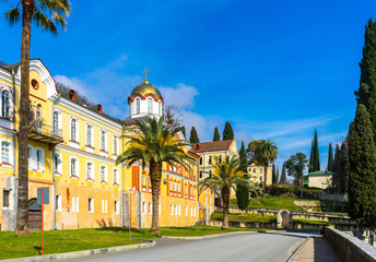 Fototapeta premium Beautiful view on New Athos monastery