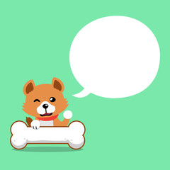 Vector cartoon cute dog with speech bubble for design.