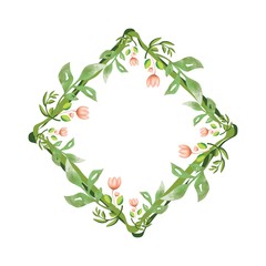 Obraz premium Frame leaf floral watercolour green vector background