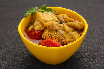 Caucasian cuisine - baked eggplant and tomato