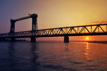 Fototapeta premium Drawbridge across the Dnestrovskiy Liman in Zatoka
