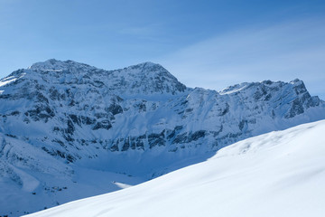 Fototapeta na wymiar Back Country skiing in Graubuenden, Switzerland
