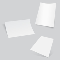 3d Flyer Curved Corner Paper Sheet. Mock up. Vector illustration