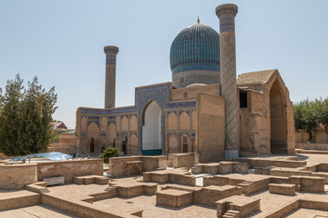 Gur-Emir mausoleum in Samarkand, Uzbekistan. Mausoleum of the early XV century with mosaics in Central Asia.