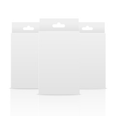 White Product Package Box With Hang Slot. Mock Up. Vector