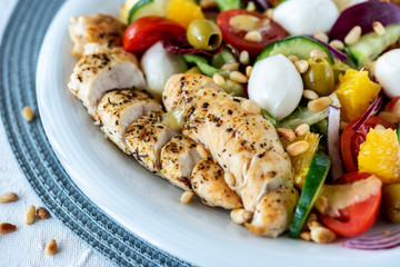 Diet and healthy mediterranean salad