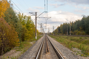 Fototapeta na wymiar Railway in the autumn