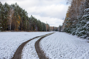 Obraz premium snowy road in winter