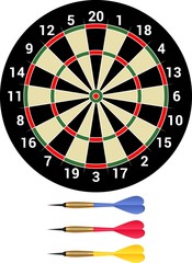 Darts - isolated dartboard and dartsmith