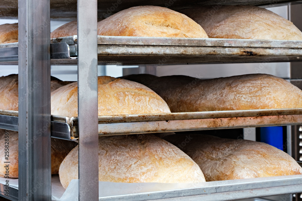 Poster breads on the shelf in the bakery