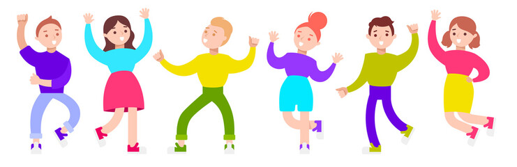 dancing people. flat style. character set. cartoon vector illustration