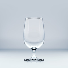 Realistic Template of an Empty Transparent Glass. 3D Illustration.