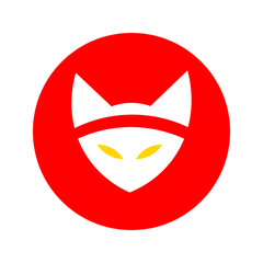 cat ninja illustration vector. a cat with a bandage. martial arts. Japan Red Sun. cat logo, icon