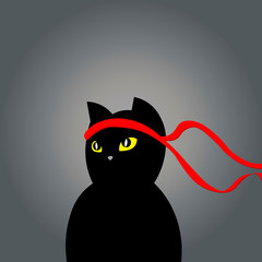 cat ninja illustration vector. a cat with a bandage. martial arts Japan © Viktoria Tom