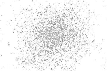 Multicolored confetti on isolated white background. Geometric holiday texture with glitters. Image for banners, posters and flyers. Black and white illustration